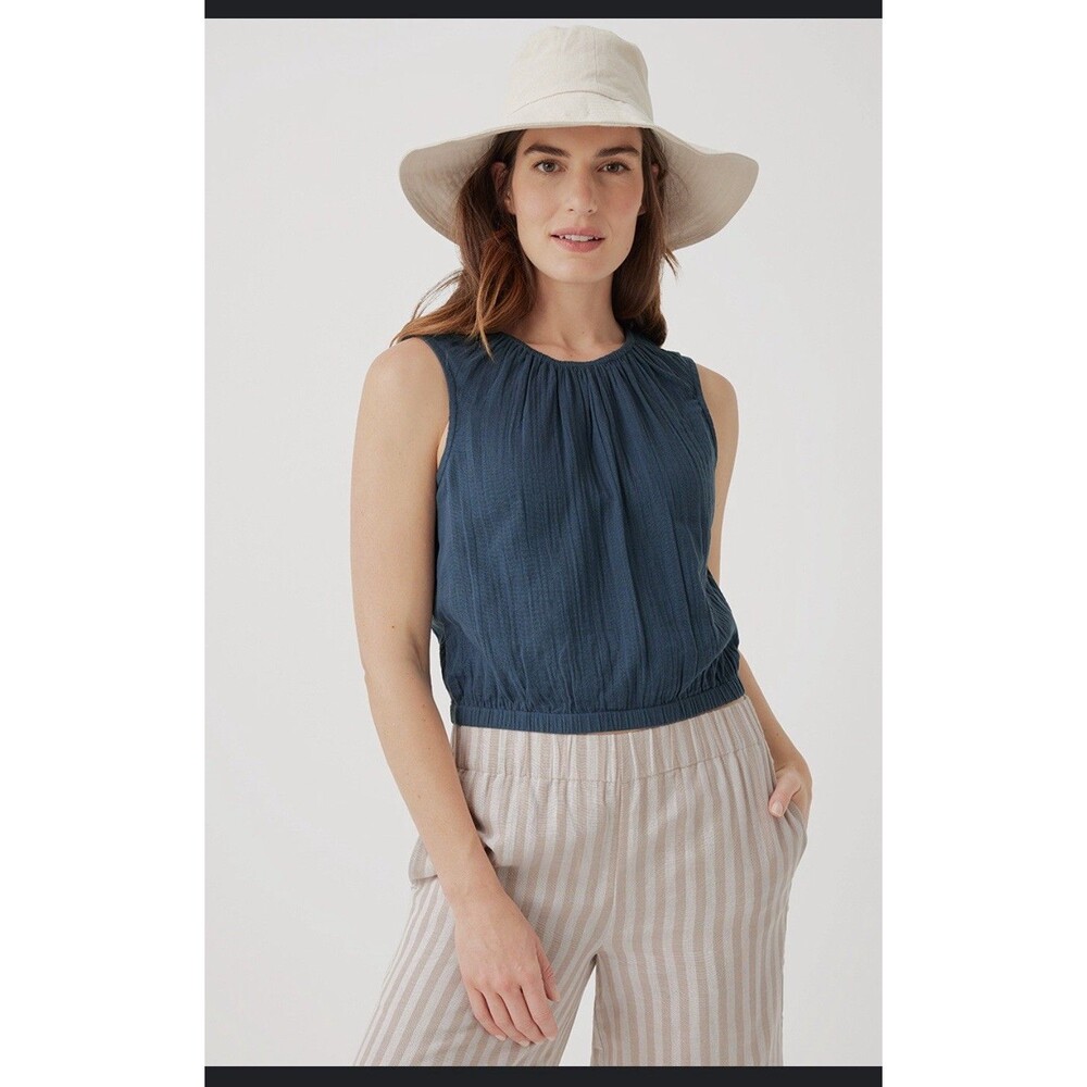 Pact Navy Blue Sleeveless Crop Top